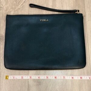 Furla dark green Leather pouch